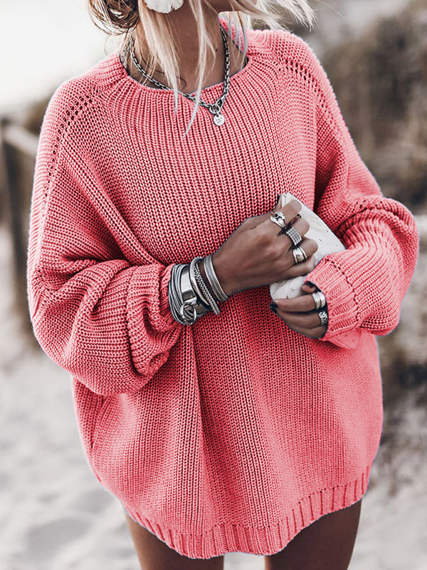 Women's loose large size raglan sleeve sweater