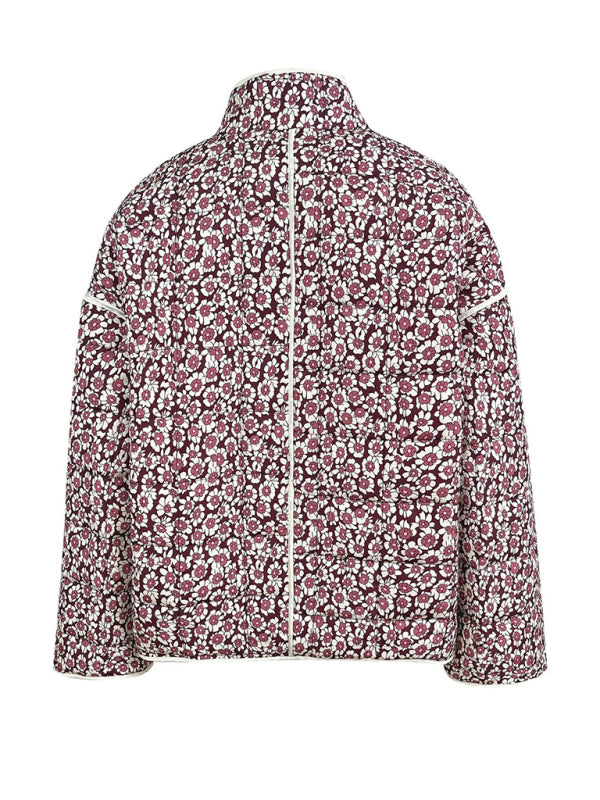 Women's casual loose printed quilted jacket
