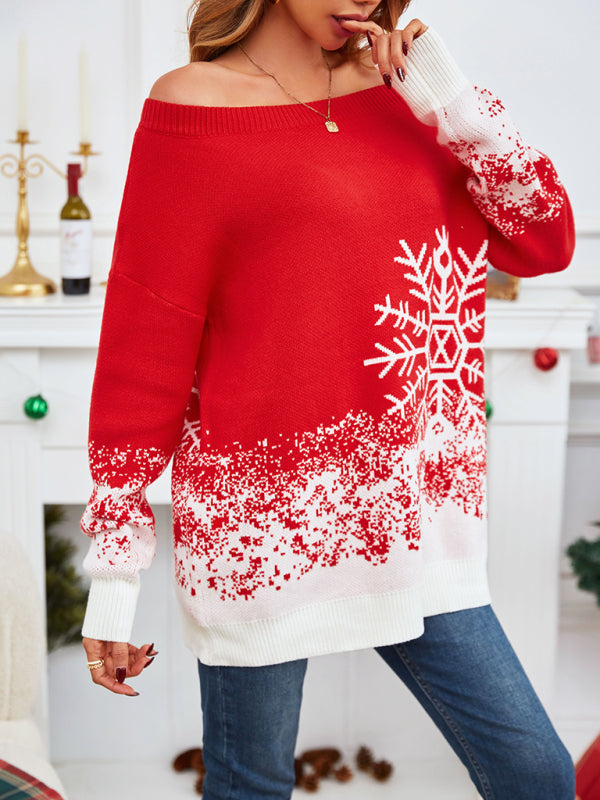 Women's Christmas casual boat neck sweater