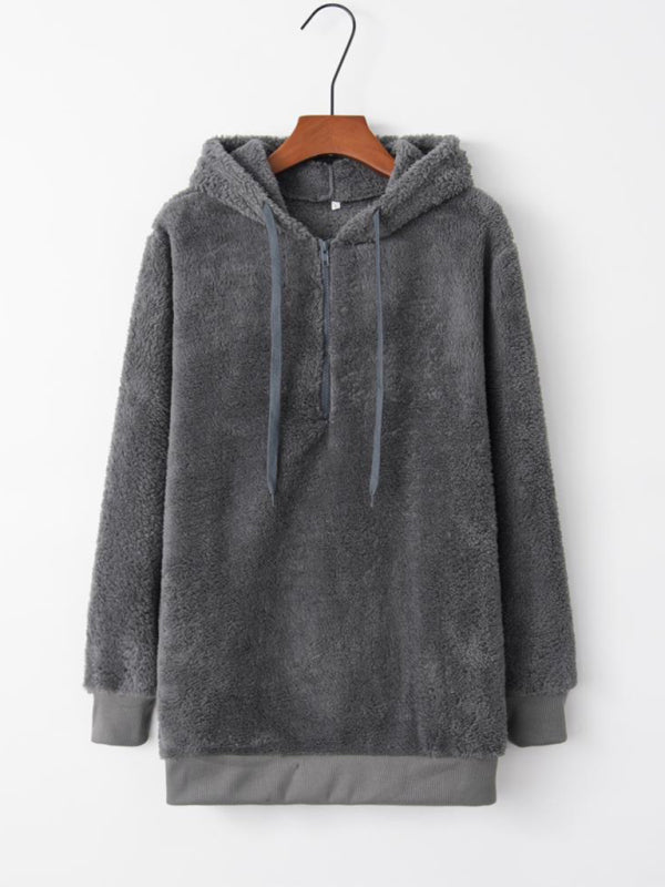 Women's drawstring pocket fleece hoodie