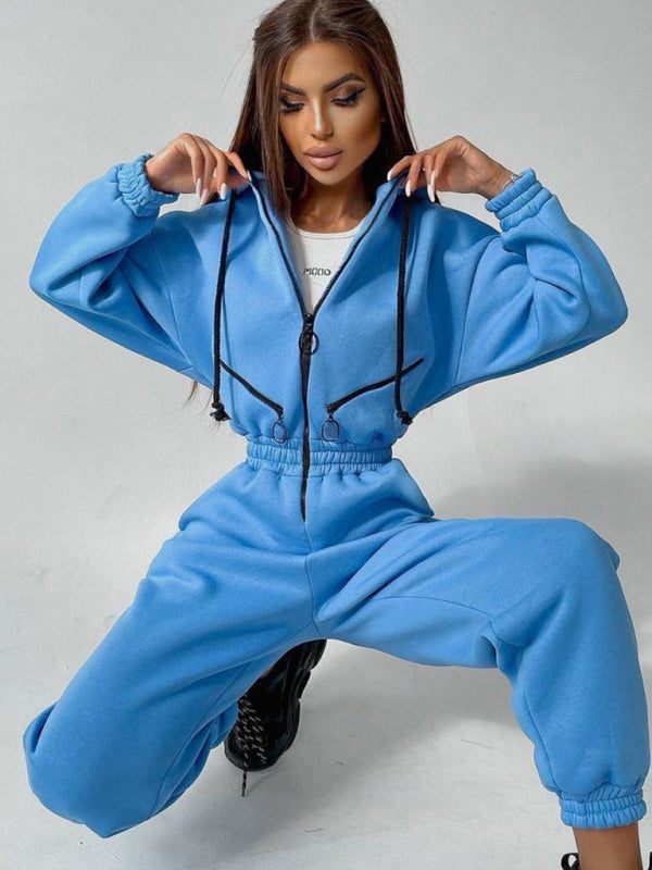 Women's hooded sports casual overall
