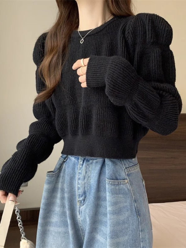 Women's high waist short knitted sweater