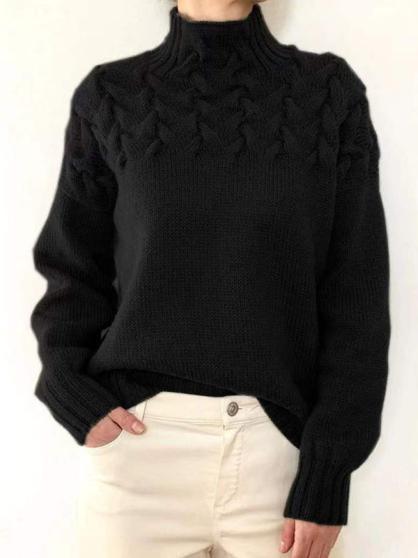 Casual long-sleeved turtleneck solid color sweater