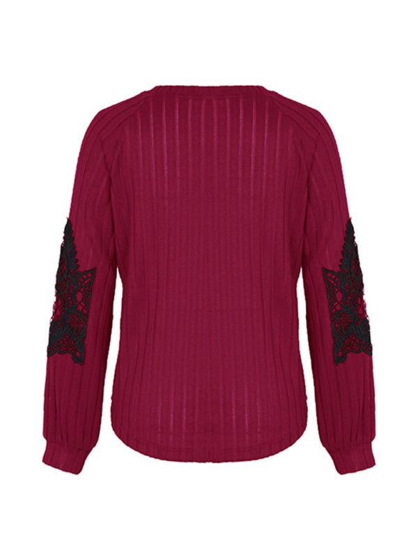 Women's solid color knitted sweater bottoming top