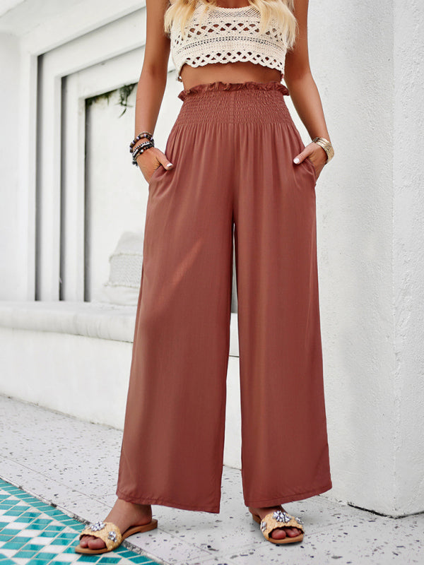 Women's casual solid color loose trousers