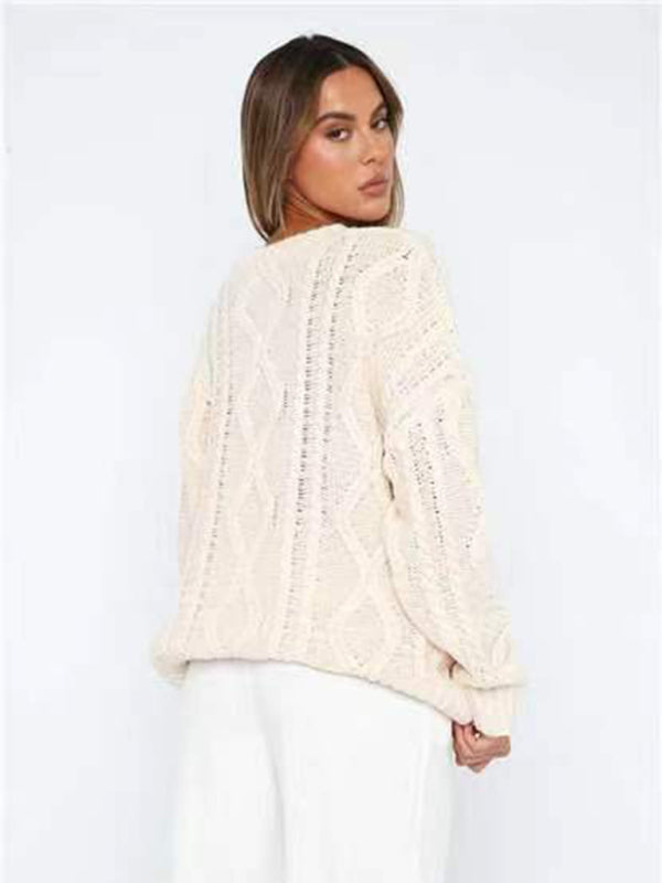 Comfortable round neck long-sleeved sweater