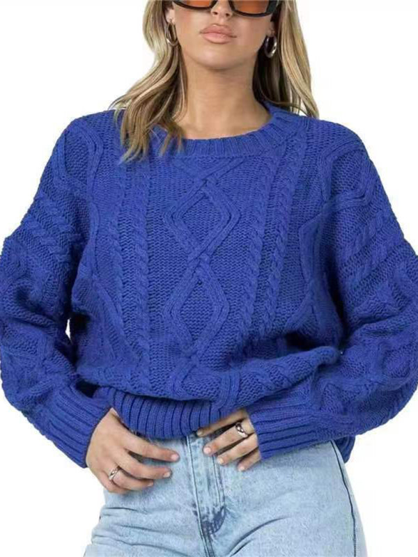 Comfortable round neck long-sleeved sweater