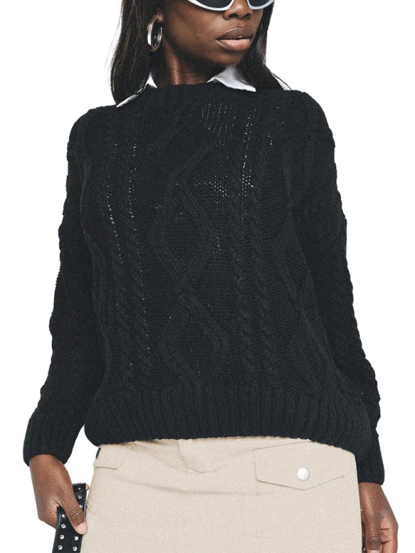 नया फैशनेबल और आरामदायक ऊनी गोल गर्दन लंबी बाजू का स्वेटर