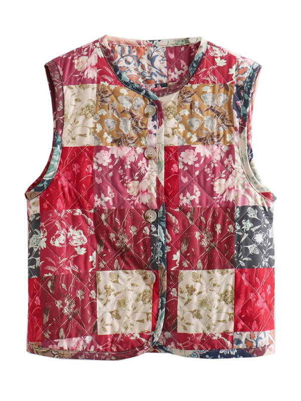 Geometric print sleeveless vest