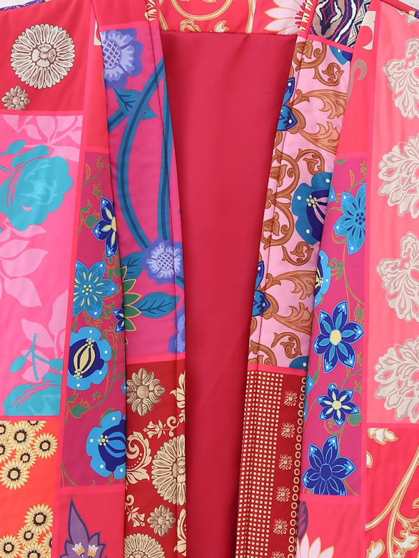 Floral print sleeveless cardigan vest