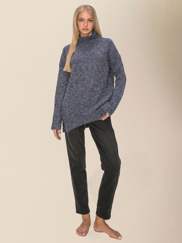 महिलाओं का कैज़ुअल लूज़ साइड स्लिट स्वेटर