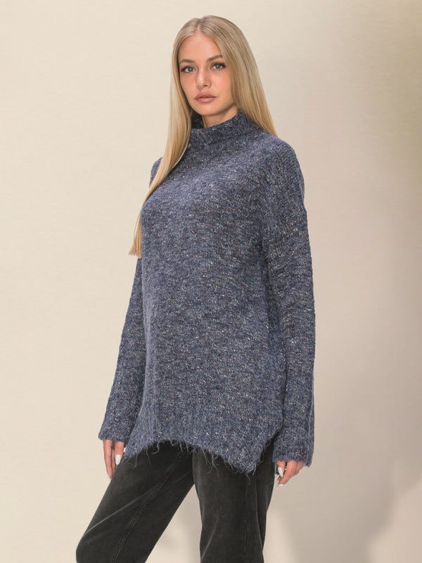 महिलाओं का कैज़ुअल लूज़ साइड स्लिट स्वेटर