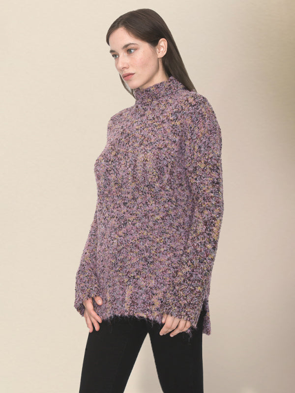 महिलाओं का कैज़ुअल लैपेल ड्रॉप शोल्डर ढीला स्वेटर