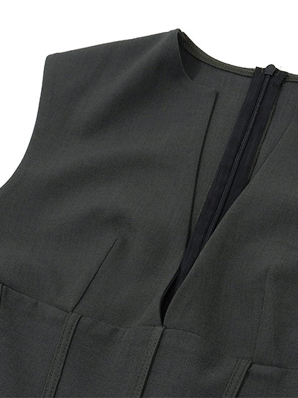Women's retro waist slim pleated dress
