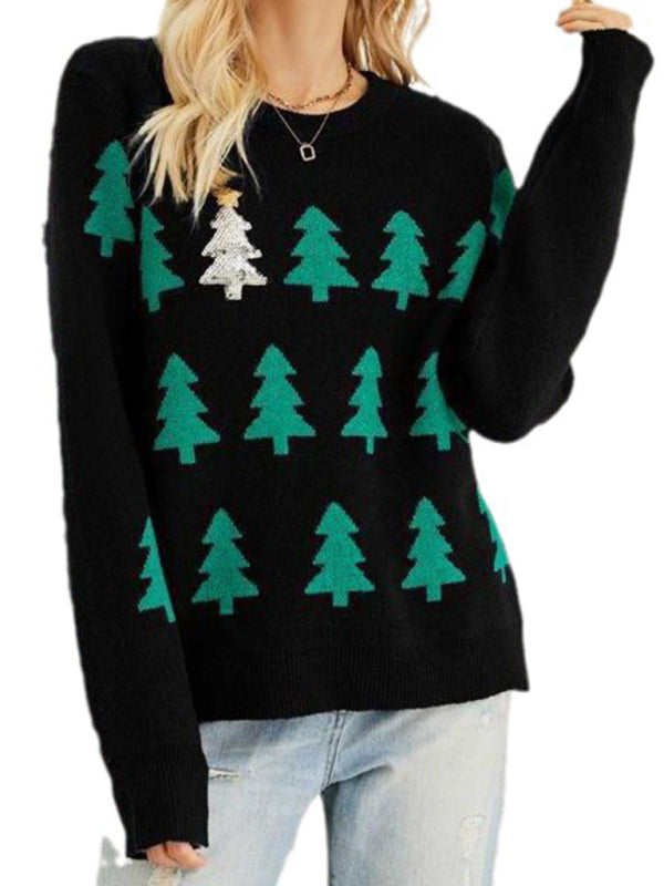 New Christmas tree jacquard Christmas casual pullover knitted sweater