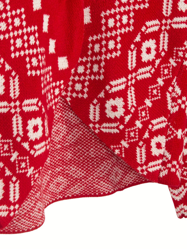 New V-neck irregular backless off-shoulder Christmas snowflake pattern long-sleeved women's sweater