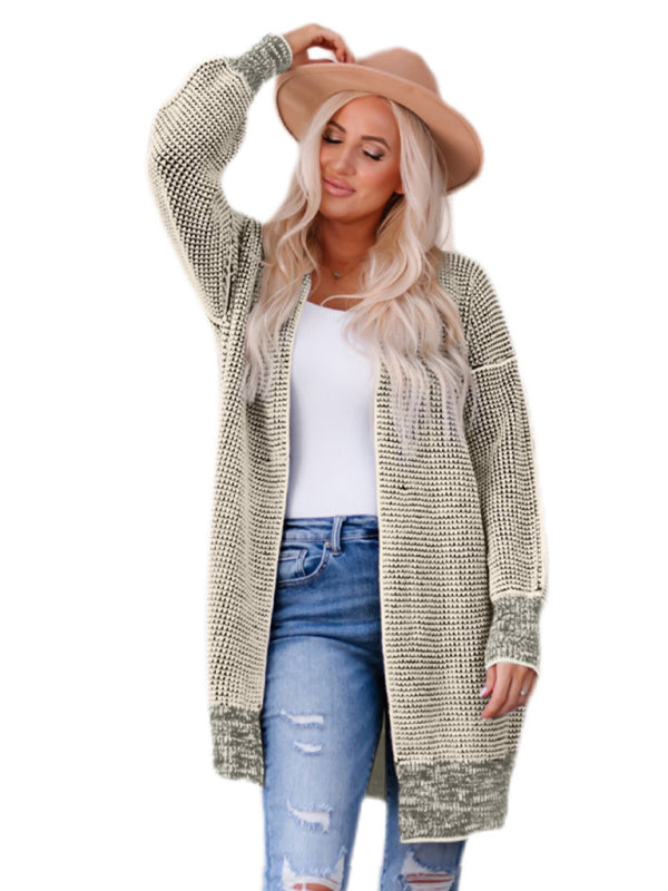 Mid-length knitted women's cardigan