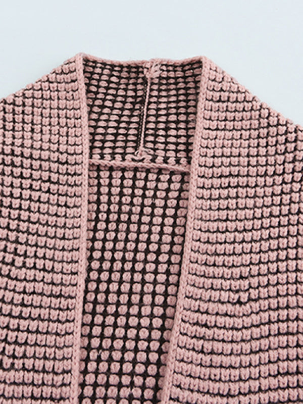Mid-length knitted women's cardigan