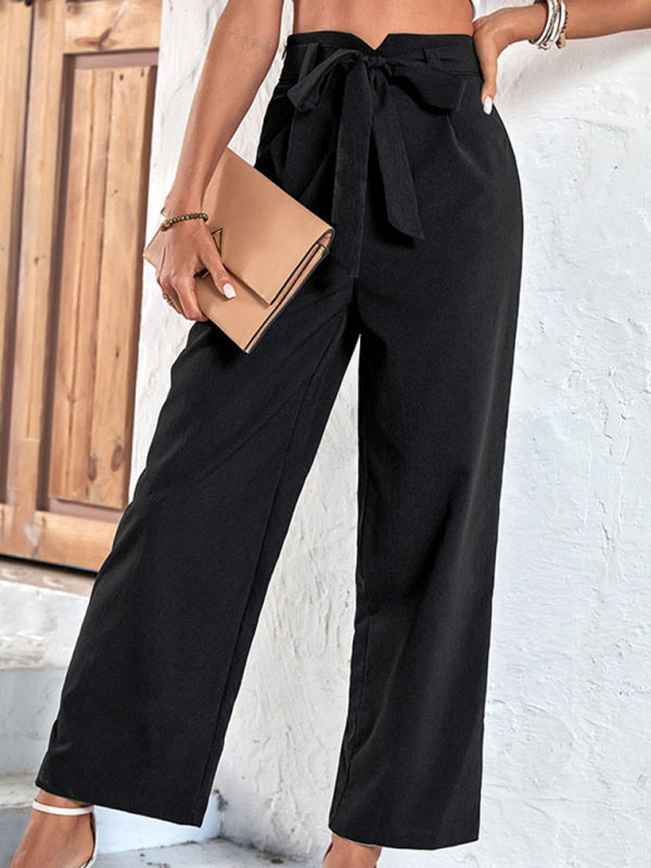 Women's style black cropped casual pants