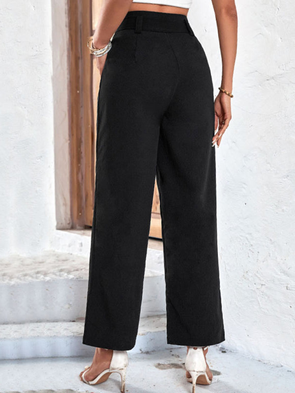 Women's style black cropped casual pants