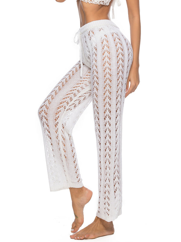 Hollow loose wide leg holiday style beach trousers