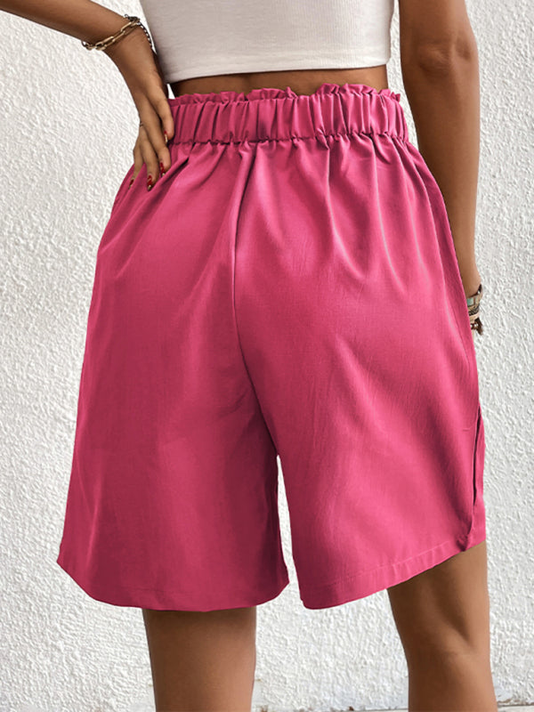 Women's high-waisted loose 2-button shorts