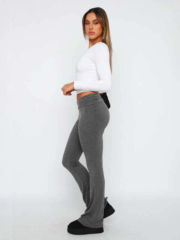 Women's Solid Color Comfortable Slimming Low Waist Flare Pants