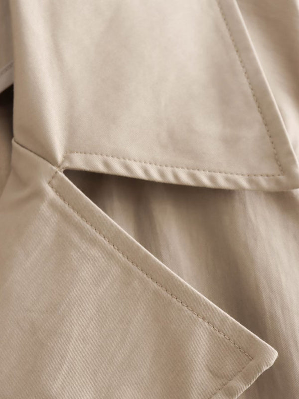 Women's Slim Long Sleeve Short Casual Windbreaker Double Breasted Jacket