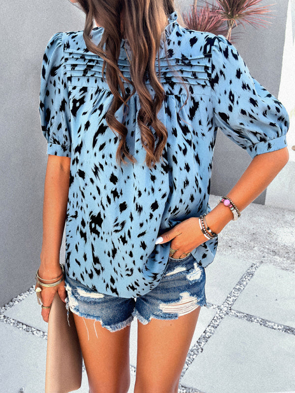 Women's casual printed short-sleeved pullover top