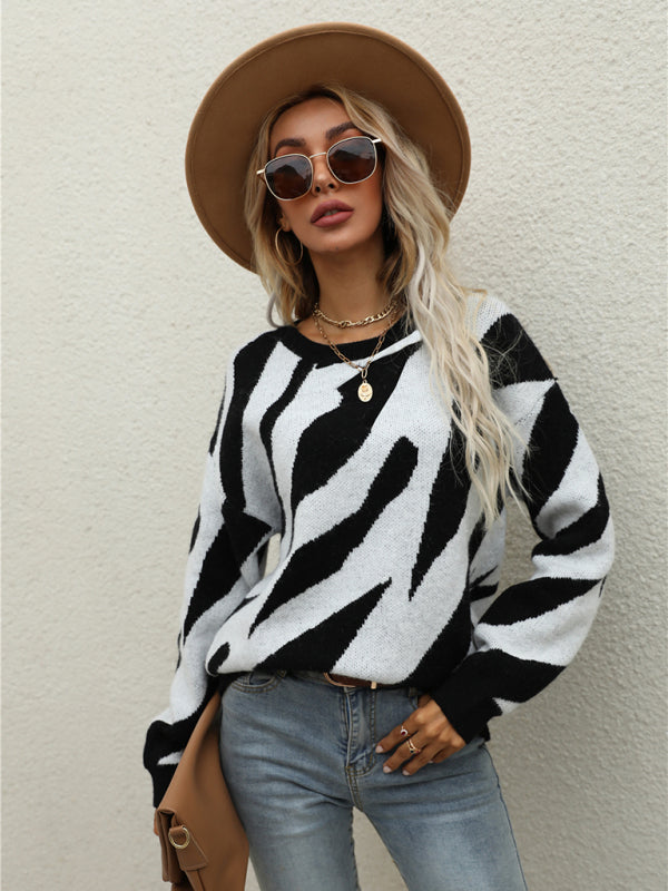 Women's Striped Knitted Pullover Sweater
