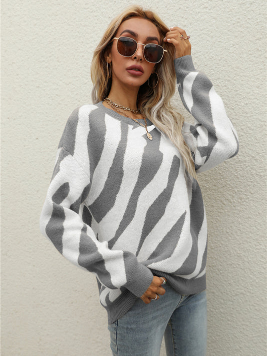 Women's Striped Knitted Pullover Sweater