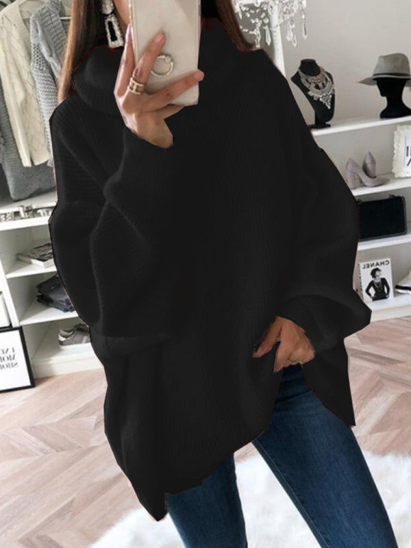 Women's casual loose solid color turtleneck sweater