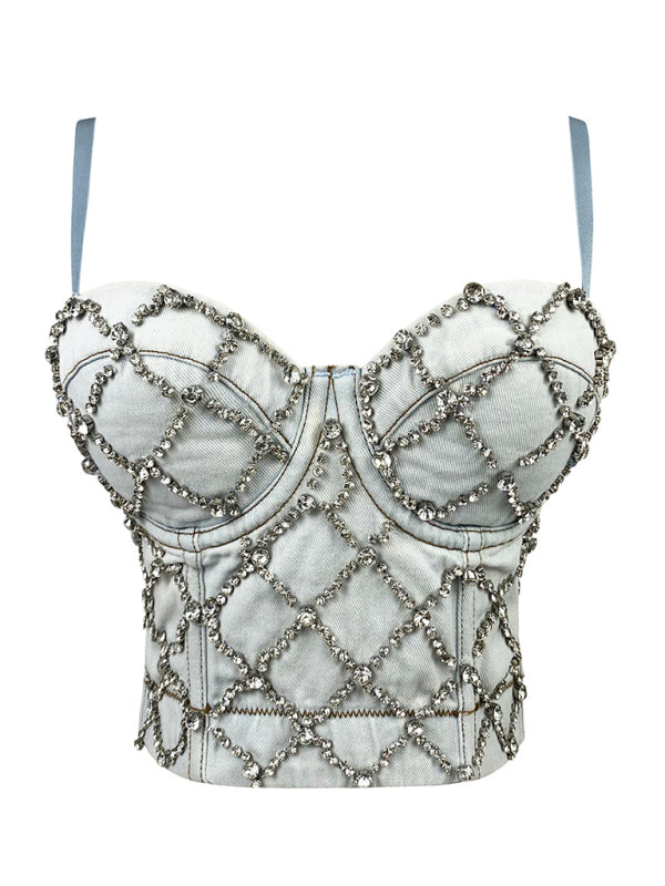 Women's diamond-encrusted shiny vest