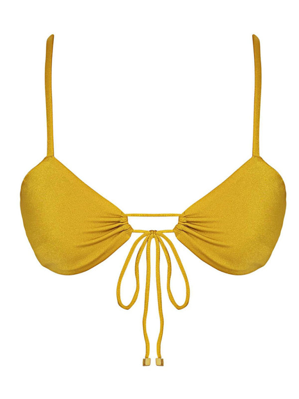 Women's solid color strappy bikini