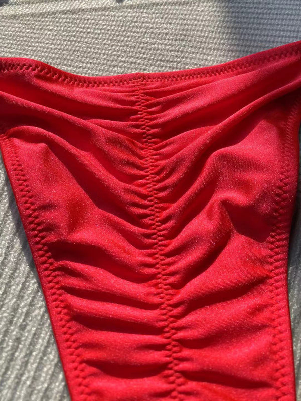 Women's bikini solid color rope strap swimsuit