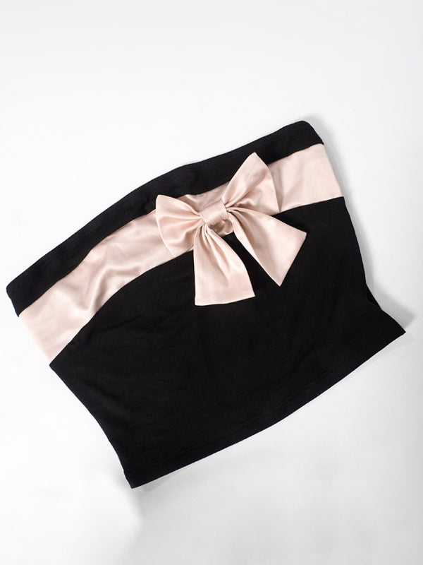Women's pink bow sleeveless tube top