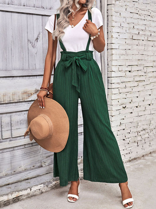 Women's Adjustable Solid Color Wide Leg Overall