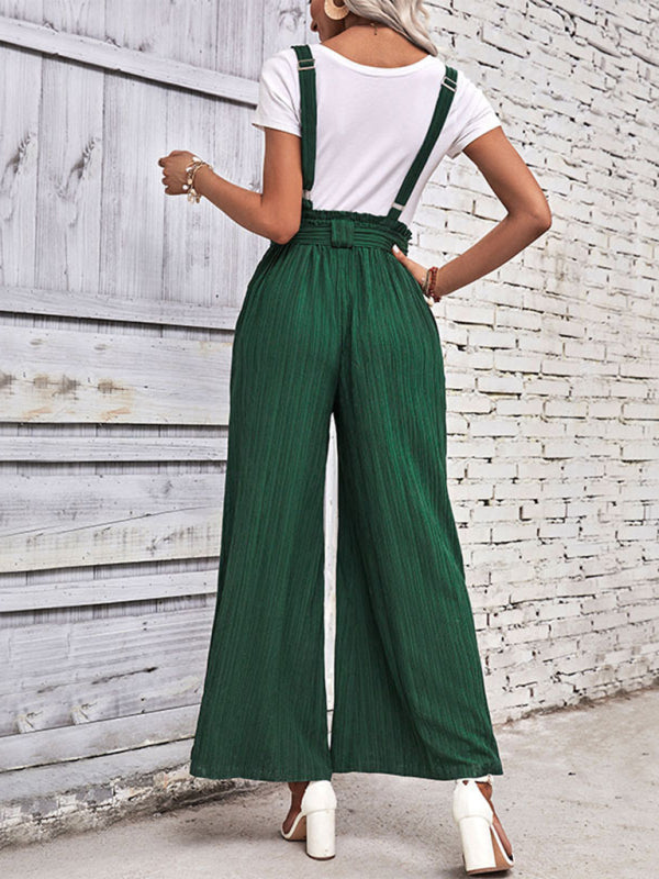 Women's Adjustable Solid Color Wide Leg Overall