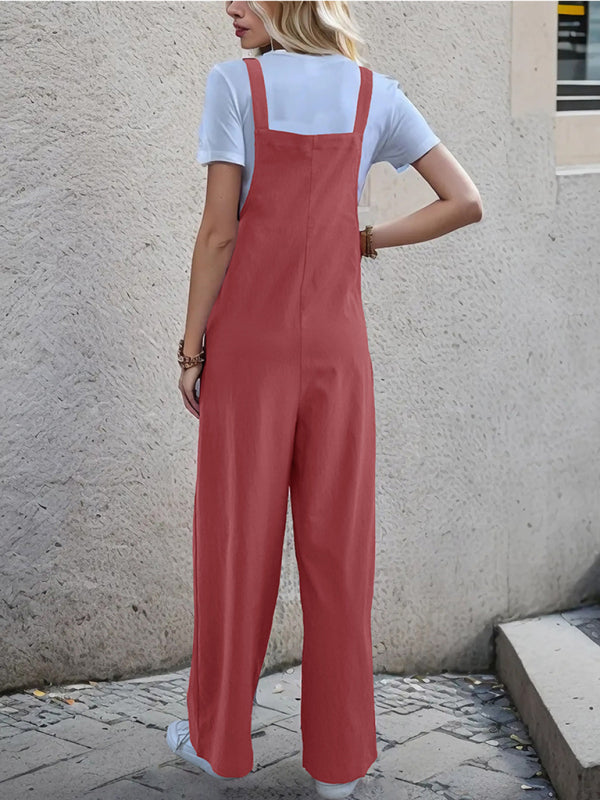 Casual one-piece suspender straight overall