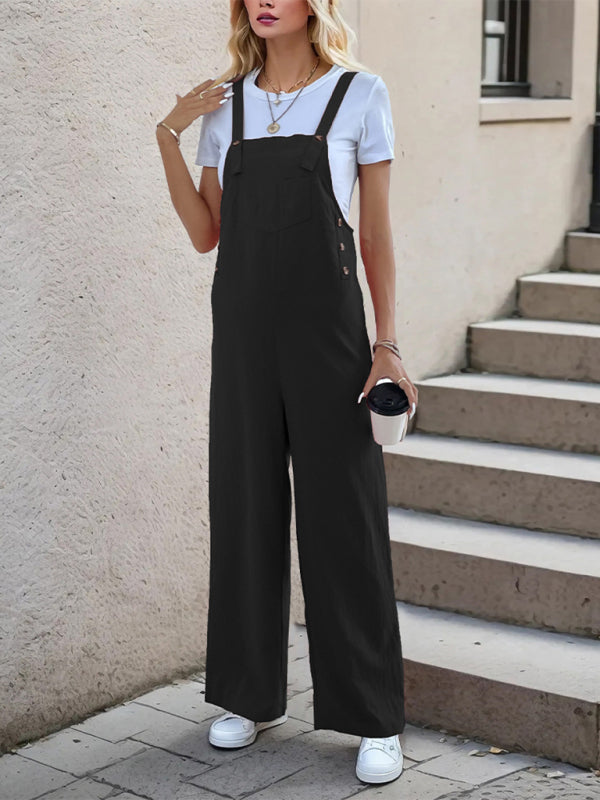 Casual one-piece suspender straight overall