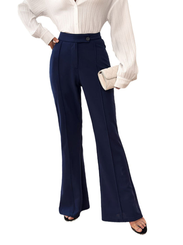 Women's elegant solid color slim fit flared trousers