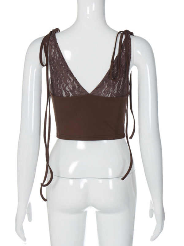 Women's suspender lace lace-up vest
