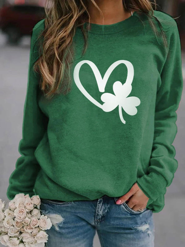 Women's St. Patrick's Day lucky clover print sweatshirt