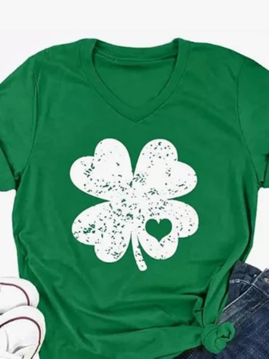 Women's St. Patrick's Day lucky shamrock print T-shirt