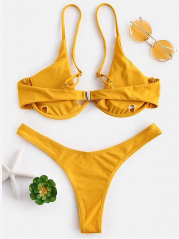 Solid color underwire bikini