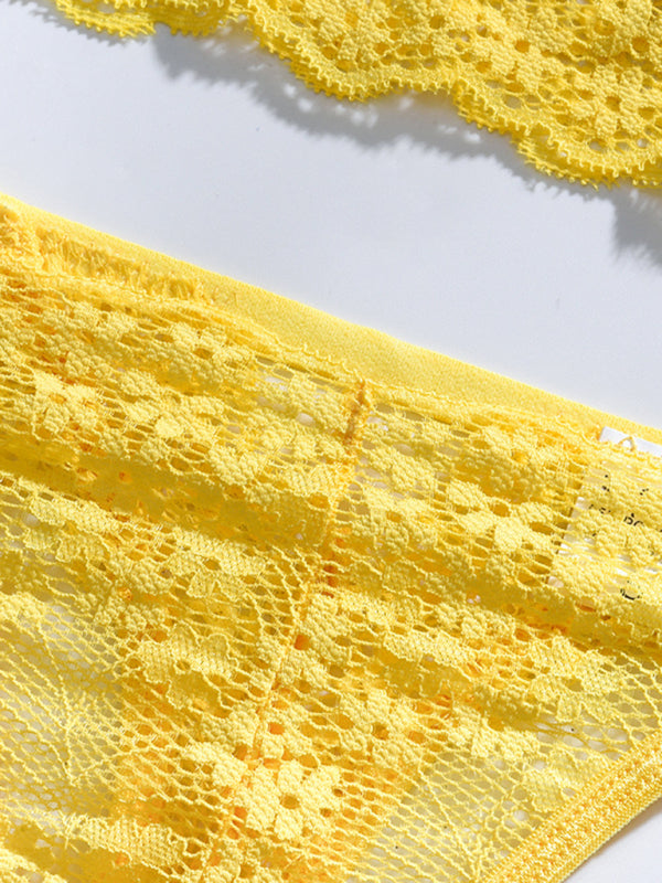 Women's see-through lace split underwear set