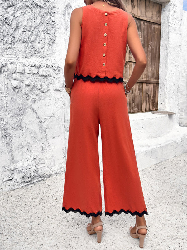Women's casual temperament vest trousers webbing set
