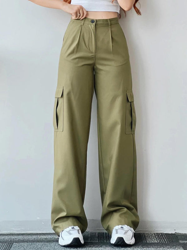 Versatile casual pants, mid-rise three-dimensional pocket trousers