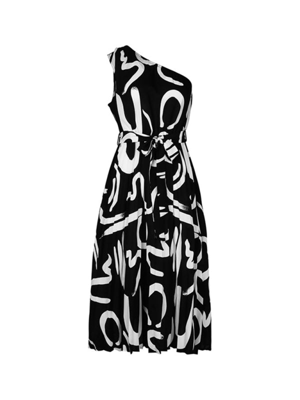 Women's pattern print off-shoulder dress
