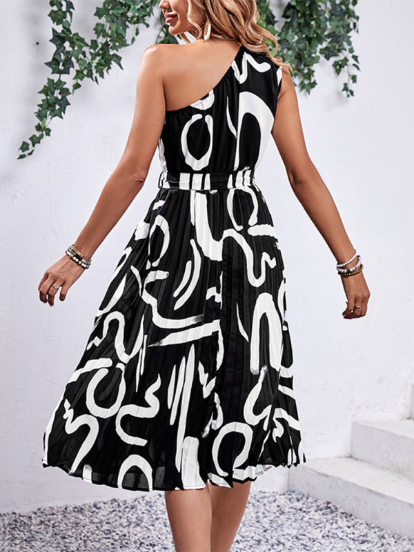 Women's pattern print off-shoulder dress